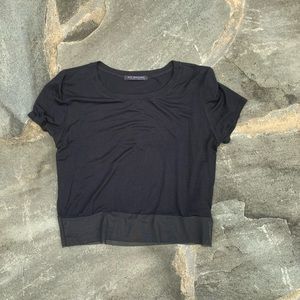 black cotton tee w/ mesh bottom